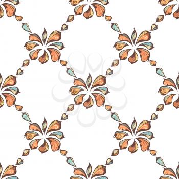 Hand-drawn pastel leaves on white background. Nature boundless background.