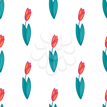 Pink tulips on a white. Boundless background for your spring design.