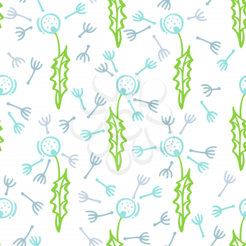 Outlined flowers and leaves on a white. Summer boundless background for your summer design.