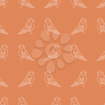White linear birds on colored background. Boundless background for your design. Vector repeating tiles.