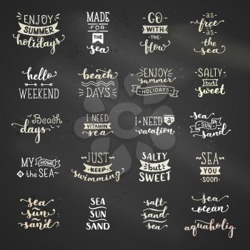 Unique calligraphic quotes and phrases written by brush on dark blackboard background. Ready-to-use prints.