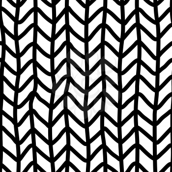Vector knitted seamless pattern. Looks like an irregular zigzag and vertical lines handdrawn texture. Ink pen freehand crankles line art. Fabric, textile, wrapping paper, wallpaper minimalistic design
