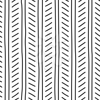 Tweed freehand seamless pattern. Ink pen hand-drawn line art. Monochrome digital paper for textile print. Wrapping paper, wallpaper minimalistic template, surface design
