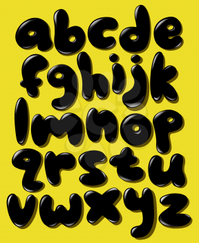 Black lower case bubble alphabet set