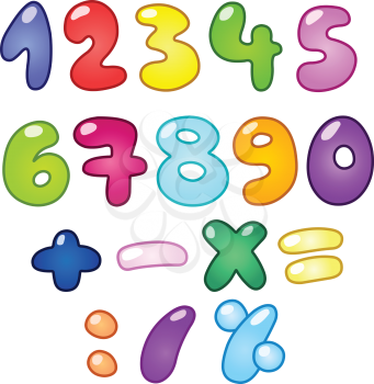 Colorful bubble-shaped numbers set