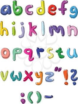 Hand drawn colorful vector abc small letters