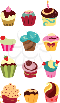 Colorful cupcake set