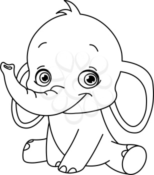 Outlined baby elephant