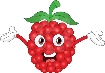 Cartoon raspberry raising his hands