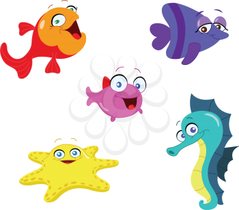 Cute cartoon sea creatures