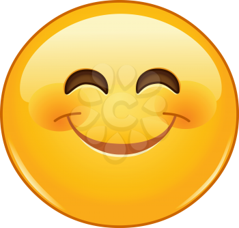 Smiling emoticon with smiling eyes and rosy cheeks