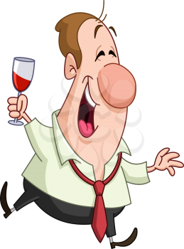 Business man celebrating with a glass of wine
