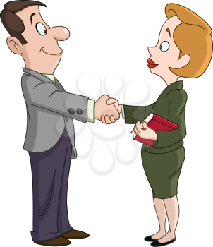 Business man and woman shaking hands