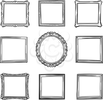 Vector hand drawn frames set
