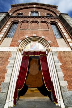  church  in  the    legnano  closed brick tower sidewalk italy  lombardy     old