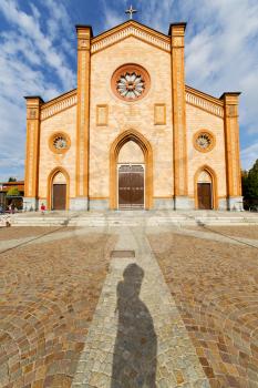 villa cortese italy   church  varese  the old door entrance and mosaic sunny daY rose window
