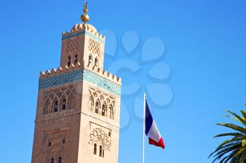 in maroc africa      minaret  and the blue     sky