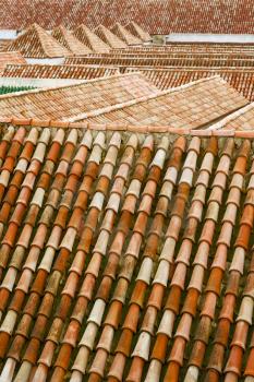 old moroccan   tile roof in the old city 