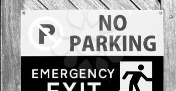 blur  in south africa  emergency  exit signal and no parking icon