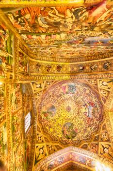 blur  in iran the old      cathedral and traditional gold wall painted 