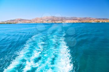 from       the    boat greece islands in     mediterranean sea and sky
