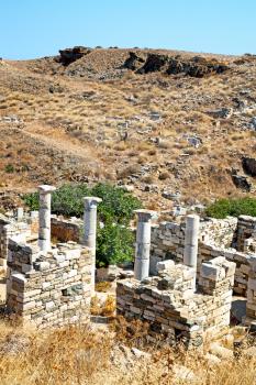 in delos   greece    the historycal acropolis and         old ruin site