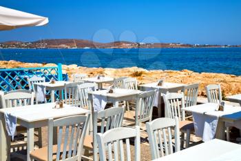 the table       in santorini europe        greece old restaurant chair    and summer