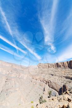  gorge and canyon the deep cloudy sky   in oman the old  mountain 