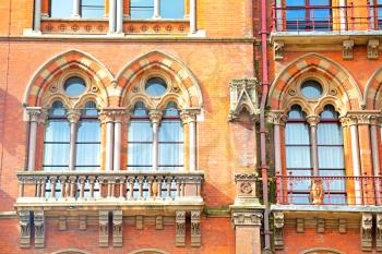 old architecture in london england windows and brick exterior   wall