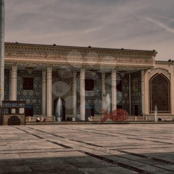 in iran the old      mosque and traditional wall tile incision near minaret