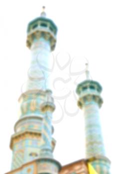 blur in iran  islamic mausoleum old   architecture mosque  minaret near the sky