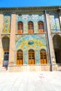 blur in iran antique palace golestan gate  and garden old eritage and historical place