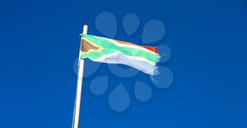 in south africa close up of the blur  national flag on pole