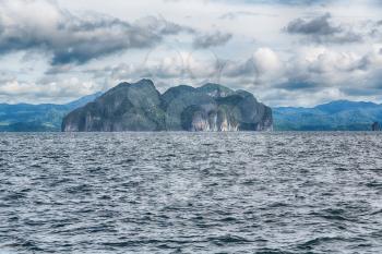 blur  in  philippines   a view from  boat  and the pacific ocean  islands  background