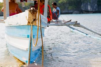   philippines old dirty prow of a boat in the port like abstract 