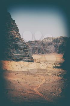 in the wadi rum desert of jordan  sand and mountain  adventure destination
