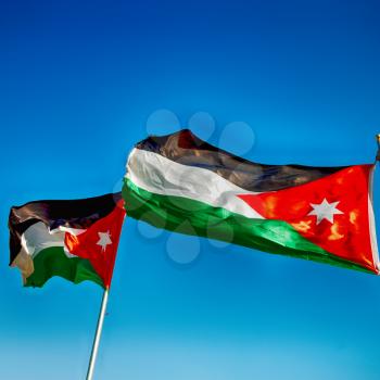 in jordan the national flag in the wind and sky
