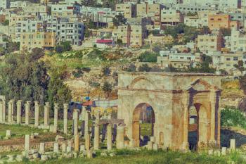 in jerash jordan the antique archeological site classical      heritage for tourist