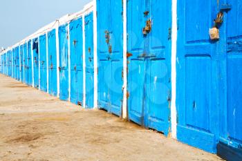 in africa morocco  old harbor wood   door and the blue sky