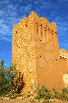 africa  in histoycal maroc  old construction  and the blue cloudy  sky