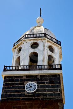 lanzarote  spain the old wall terrace church bell tower in teguise arrecife
