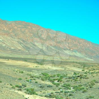 in   valley  morocco   africa the atlas dry  mountain   ground isolated hill 
