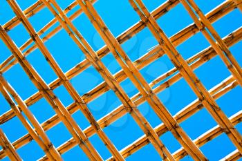 morocco abstract bamboo roof in the blue africa  sky