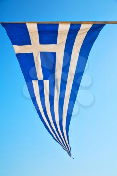 waving greece flan in the blue sky and      flagpole