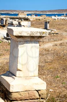 in delos       greece the historycal acropolis and         old ruin site