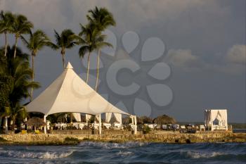 republica dominicana tourist tent coastline  peace marble and relax near the caribbean beach 