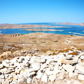 in delos         greece the historycal acropolis and         old ruin site