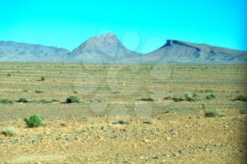 in   valley  morocco   africa the atlas dry  mountain   ground isolated hill 