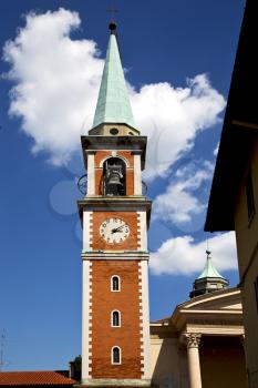 church   olgiate olona   italy the old wall terrace  window  clock and bell tower