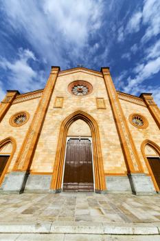 villa cortese italy   church  varese  the old door entrance and mosaic sunny daY rose window
